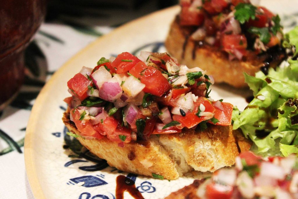 Bruschetta with Basil on Top