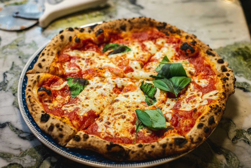 Margarita Pizza with Basil Leaves